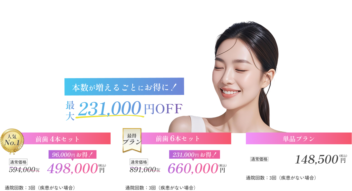 本数が増えるごとにお得に！